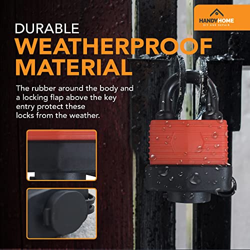 SOL 2pk 40mm Padlocks with Keys Outdoor Pad Locks for Shed Gate Garage Security Weather Resistant Metal Body Anti Theft Locking Hardware for Garden Storage Home Protection - Image 4