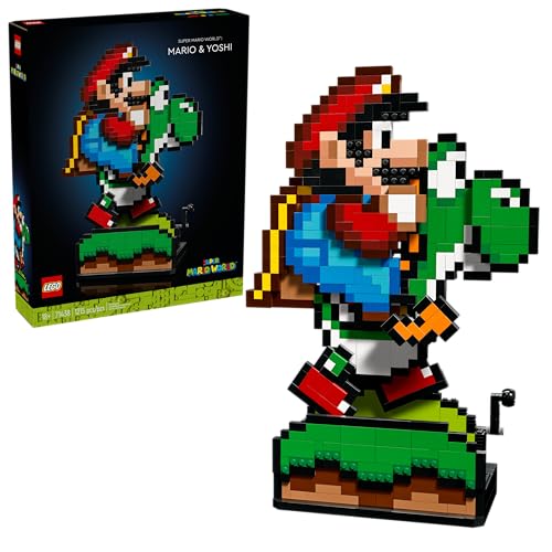 LEGO® Super Mario™ Super Mario World™: Mario y Yoshi Nintendo® Set de Construcción Coleccionable, Regalo para Fans de Videojuegos, Modelo de exhibición, decoración Divertida 71438