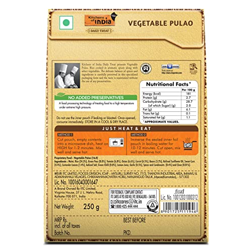 Image of Kitchens of India Ready to Eat Gravy - Dal Bukhara, 285g Carton x2 & Kitchens of India Vegetable Pulao, ITC Ready to Eat Indian Dish, Just Heat and Eat, 250gx2