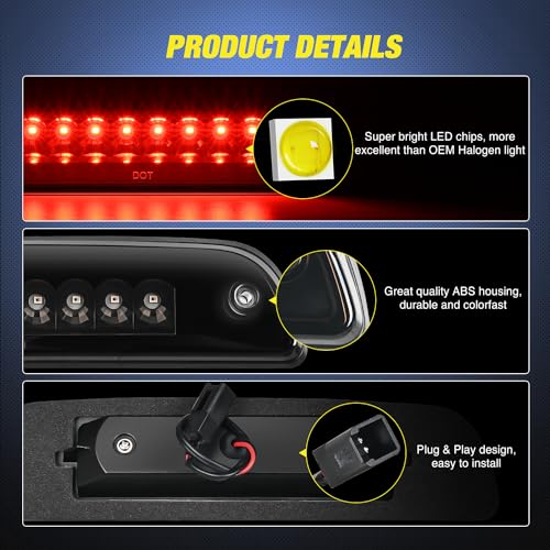 Image of Nilight Third Brake Light High Mount 3rd Stop LED Lighting Compatible with Toyota Tacoma 1995-2016 Pickup Rear Cab Center Tail Lights Replacement