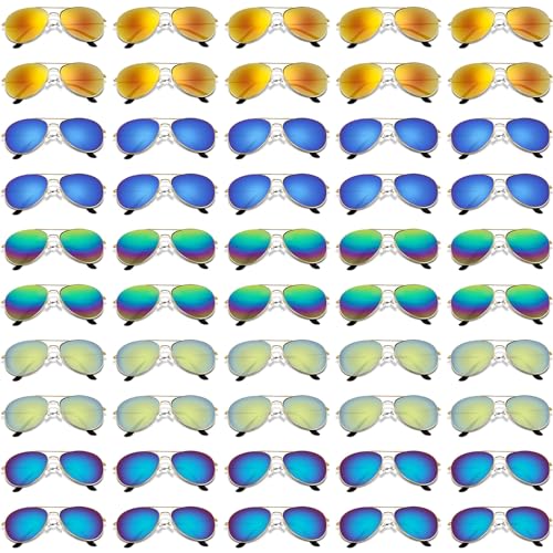 Mepase 50 Pcs Classic Pilot Sunglasses Bulk for Men Women Pilot Polarized Sunglasses Driving UV Proof Metal Frame Sunglasses