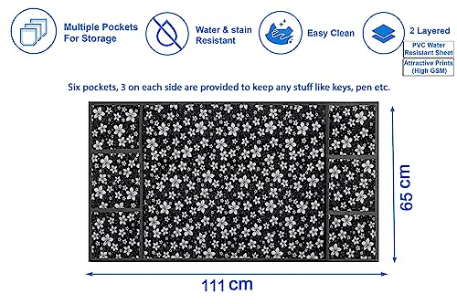Image of The Furnishing Tree Fridge Top Cover Compatible for Samsung RT28C3742S8 /HL, 236 LTR WxL 65x111 in CM Floral Pattern White Black