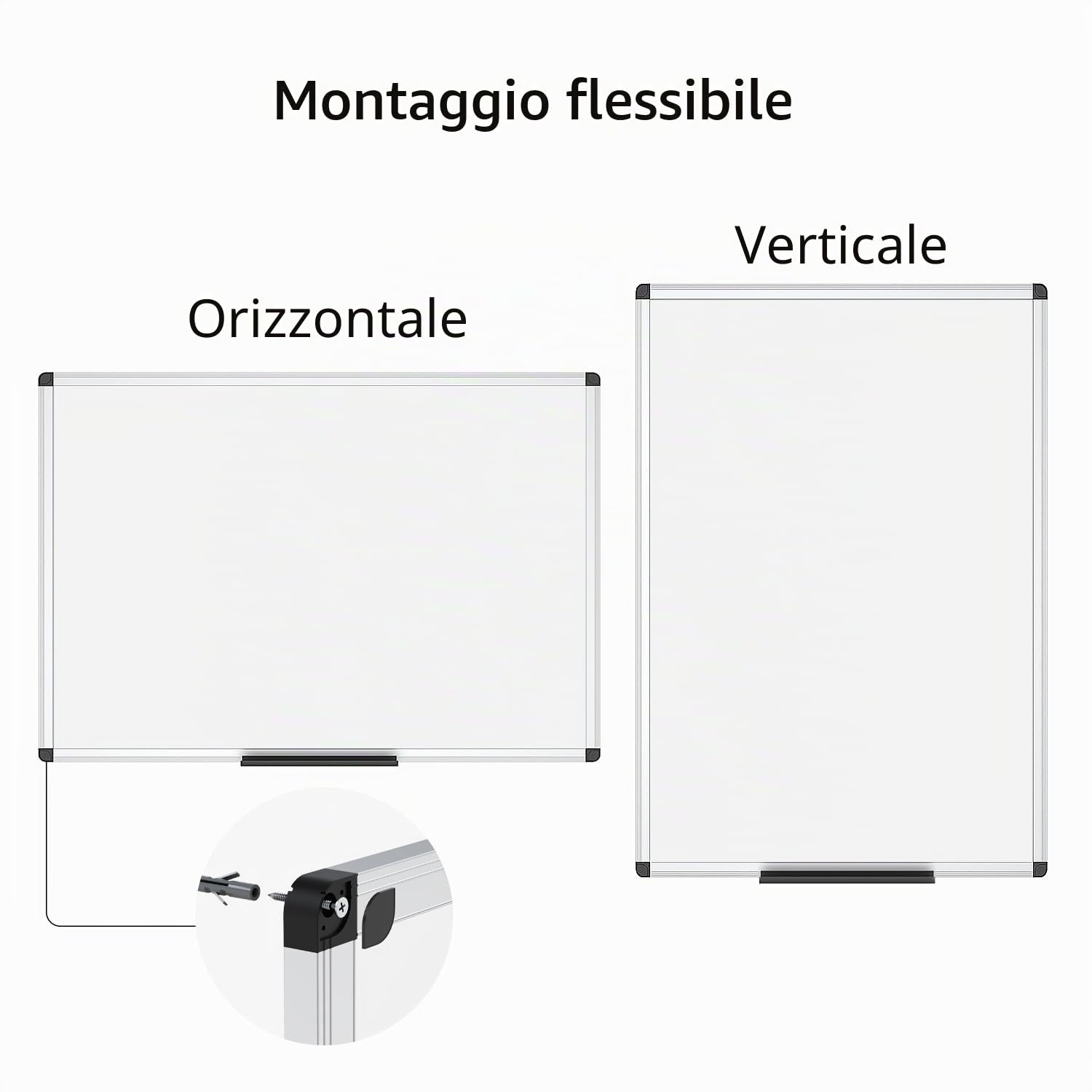 VIZ-PRO Lavagna Magnetica, Cornice in Alluminio, 60 x 45 cm