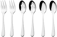 VIVANI 6-Piece Stainless Steel Serving Utensils Set - Spoons & Forks for Buffets, Parties, BBQs, 8.6" Dishwasher Safe