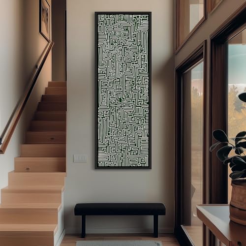 Toile encadrée verticale haute labyrinthe vert déco industrielle - 4