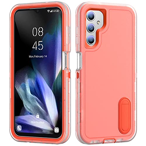 IDweel for Galaxy A14 5G Case with Build-in Kickstand, Clear/Orange - image 4