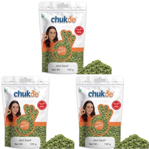 Image of Chukde Moti Saunf, Big Fennel Seeds Whole Spices, 300g, Pack of 300g x 3