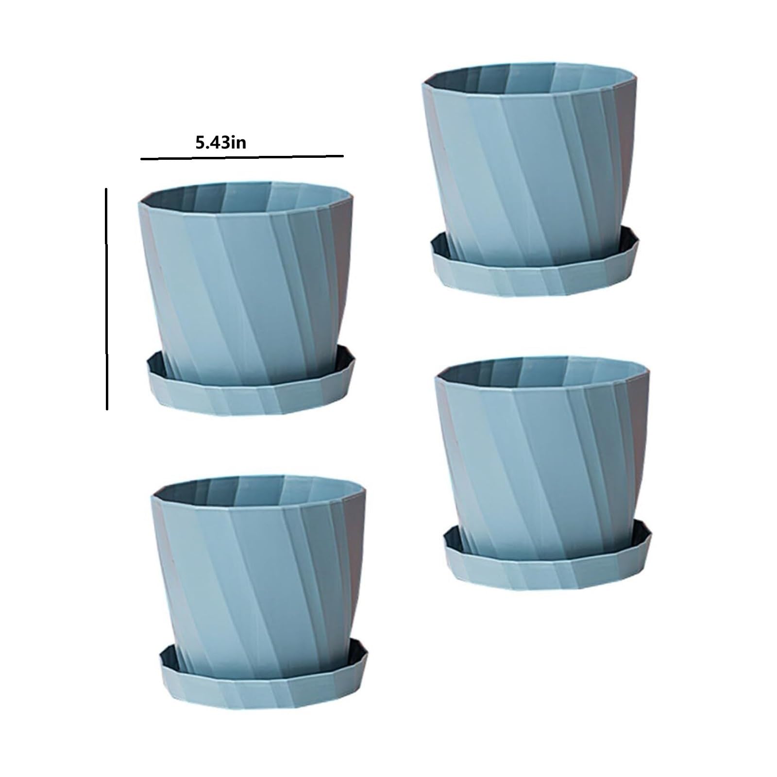Lot de 4 pots de fleurs en plastique avec soucoupes amovibles - En polypropylène - Pour intérieur et extérieur