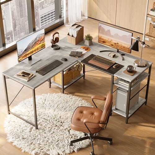 Bestier L字デスク 幅150cm ライトグレー