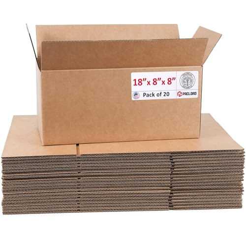 Image of Long Cardboard Boxes 18 inchL x 8 inchW x 8 inchH (Pack of 20) - USA-Made Packing Boxes for Moving, Shipping, or Storage - USPS, UPS, FedEx Approved - Professional Packing Supplies for Moving | USA-Made Packing Boxes for Moving, Shipping, or Storage - USPS, UPS, FedEx Approved - Professional Packing Supplies
