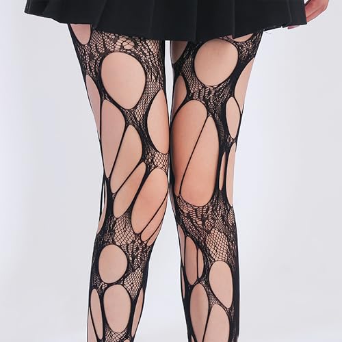 Spider Web Tights Women, Black Spiderweb Fishnets, Spider Web Stockings for Women, Plus Size Spooky Spiderweb Halloween Fishnet Tights (US, Alpha, One Size, Regular, Regular, Black 2)3