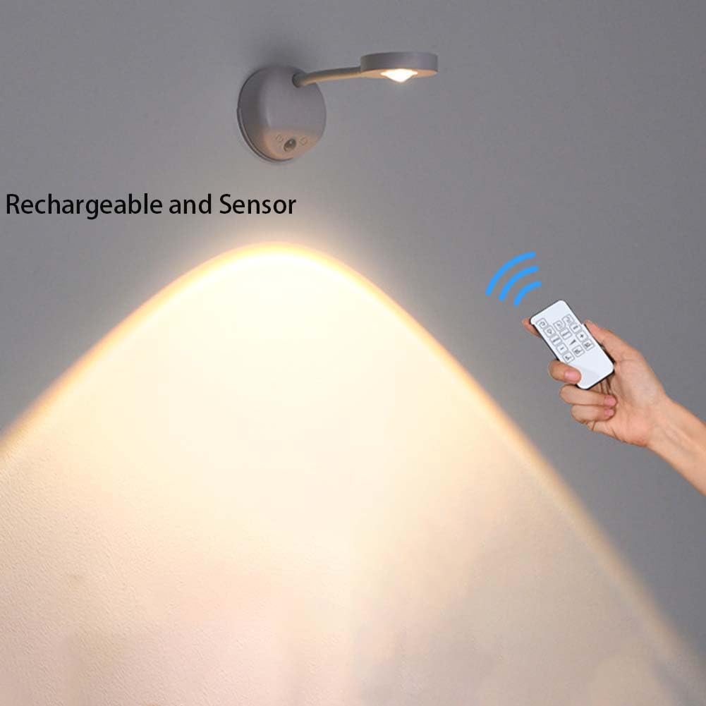 Applique a LED, Lampada per Quadri Senza Fili con rilevatore di Movimento, Batteria a LED dimmerabile, Girevole a 360°, 3 Temperature di Colore, Telecomando con Timer, Luce notturn