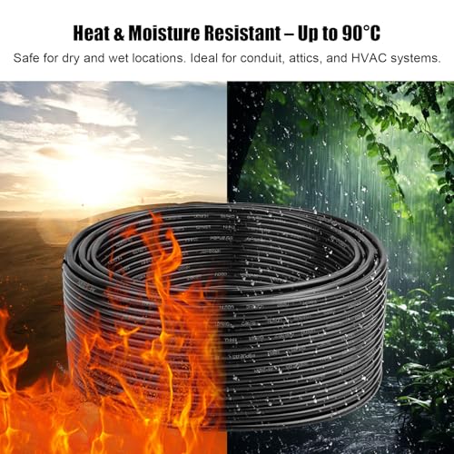 Image of XRDS -RF 10 AWG 50FT THHN Stranded Wire - Nylon Insulated Pure Copper Cable for Indoor Branch Circuits - Black - 600V Rated