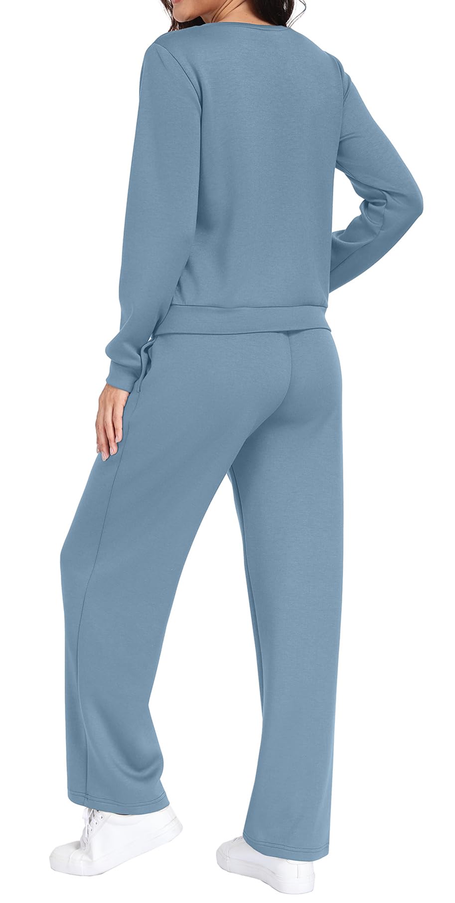 GRECERELLE Trainingsanzug Jogginganzug Damen Zweiteiler Outfits Tracksuit Langarm Lässige Crew Neck Casual Tops und Jogginghosen Trainingsanzüge mit Taschen