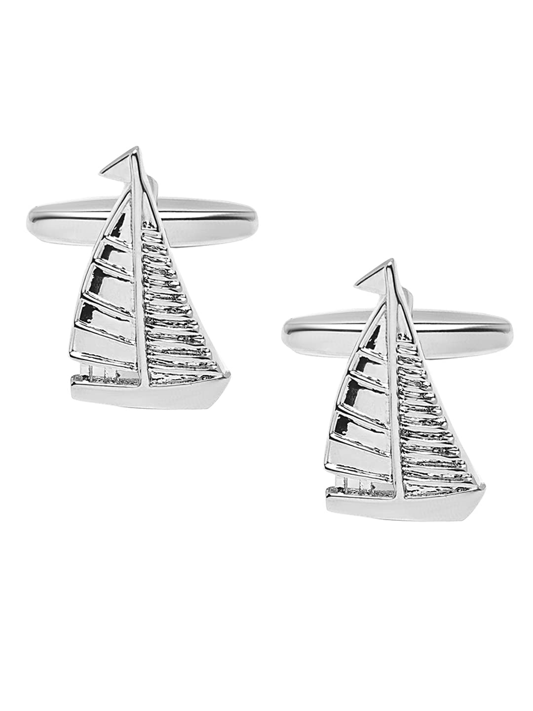 Shining Jewel Elegant Fancy and Designer Silver Plated Sail Boat Design Cufflinks For Men (SJ_7200)-image-43