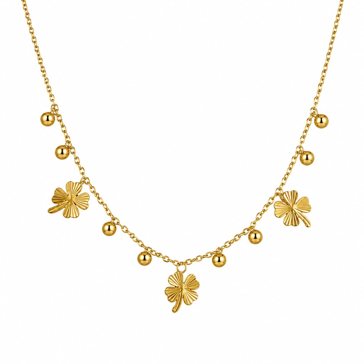 Gold Plated Leaf Clover Necklace for Women | Stainless Steel Waterproof, Anti Tarnish Beach Necklace | Minimal Aesthetic Chain | Daily Wear Jewellery Gift for Girls & Women-picture-13
