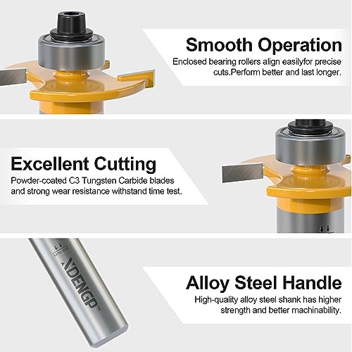 Image of Rabbet Router Bit Set 1 /2 Shank, Rabbeting Router Bits 1pcs with 6 Bearings for Interchangeable and Adjustable Multi Depths Cutter 1 /8 inch, 1 /4 inch, 5 /16 inch, 3 /8 inch, 7 /16 inch, 1 /2 inch