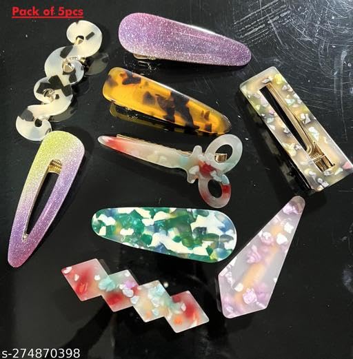 Puckoo pack of 5pcs exclusive imported korean resin hairclip 1