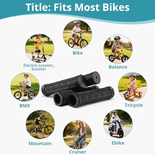 Image of CHUNZEXI 4 PCS Bike Handlebar Grips, Rubber Bicycle Bar Grips Replacement, Non-Slip Handle Grips for Kids Bikes, Scooters, BMX, Mountain & Cruiser Bikes
