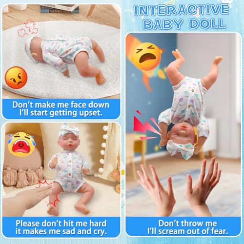Dollox QM24021A Lifelike Baby Dolls Interactive Reborn Baby Doll Laugh Cry thumb #3