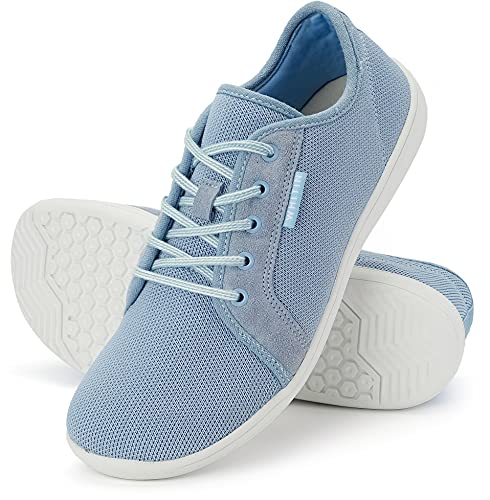 Image of WHITIN Women's Barefoot Minimalist Shoes, Natural Foot-Shaped, Light Blue /Leather Insole, 6