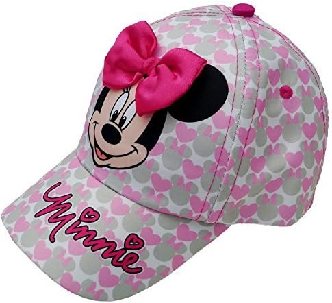 Disney Girls' Minnie Mouse Baseball Cap – 3D Bow Curved Brim Strap Back Hat (4-7), Size 2-4T, Minnie Mouse Hearts