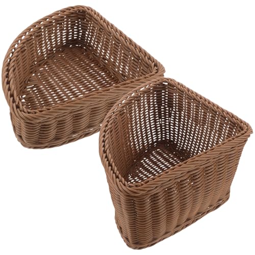NIYANGLE Cestas de Almacenamiento Esquinero Triangulares de Plástico Imitación Ratán 2 Piezas Radio 245 CM Altura 85 CM Radio 265 CM Altura 16 CM Organizador para Armarios y Hogar