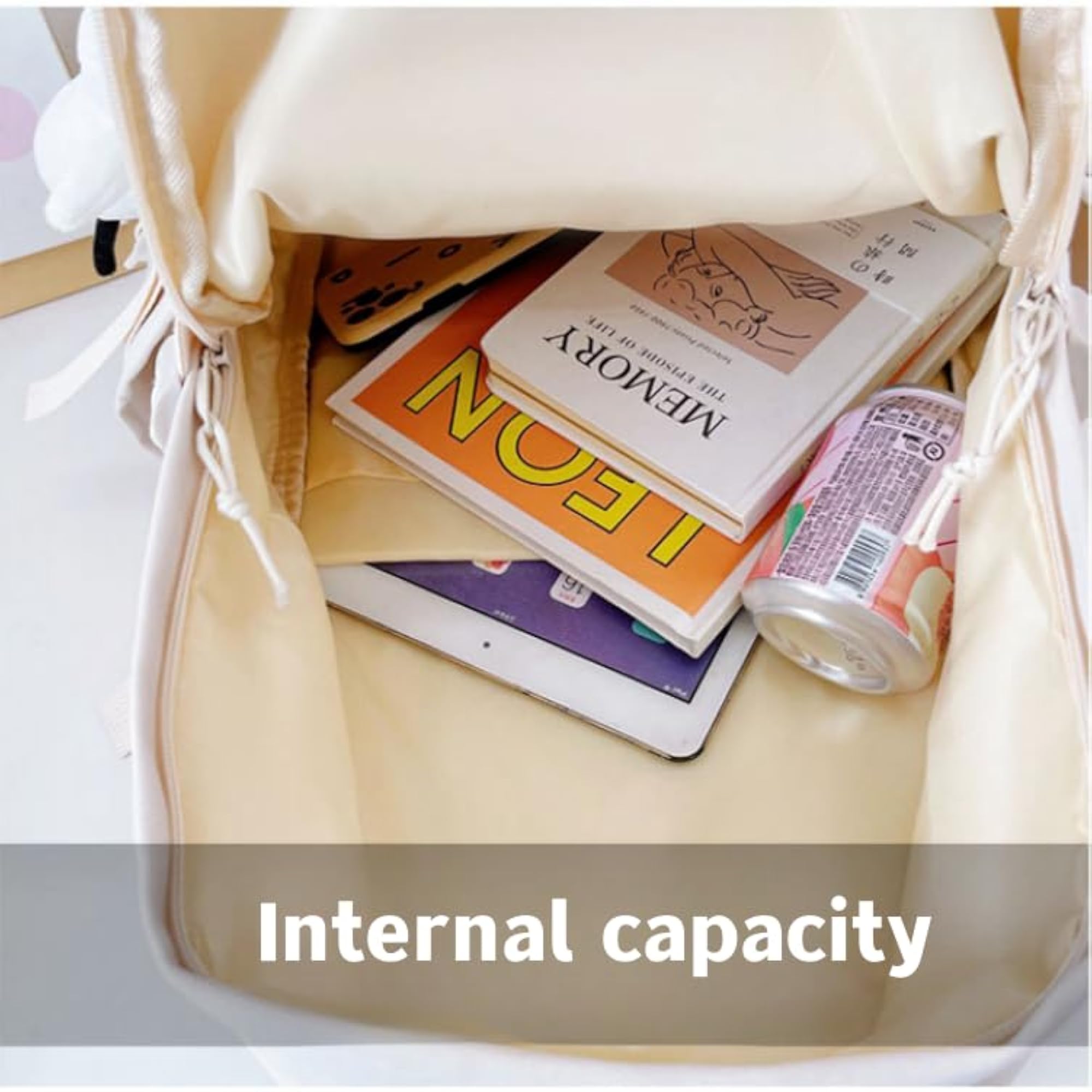9-Piece Cinnamon Roll Canvas Backpack Set for Girls