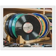 EKYOSHCZ Diamond Painting Kits for Adults DIY Full Drill Diamond Art Kits for Beginners Vinyl Records Round Drill Paint with Diamond Pictures Gem Art for Home Wall Decor 16"x20"