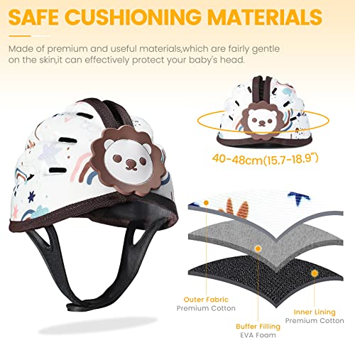 Image of Baby Head Protector for Crawling and Walking, 6-24 Months (Brown Lion) | Anti-Collision Soft Infant Helmet , Breathable & Ultra-Lightweight & Expandable and Adjustable