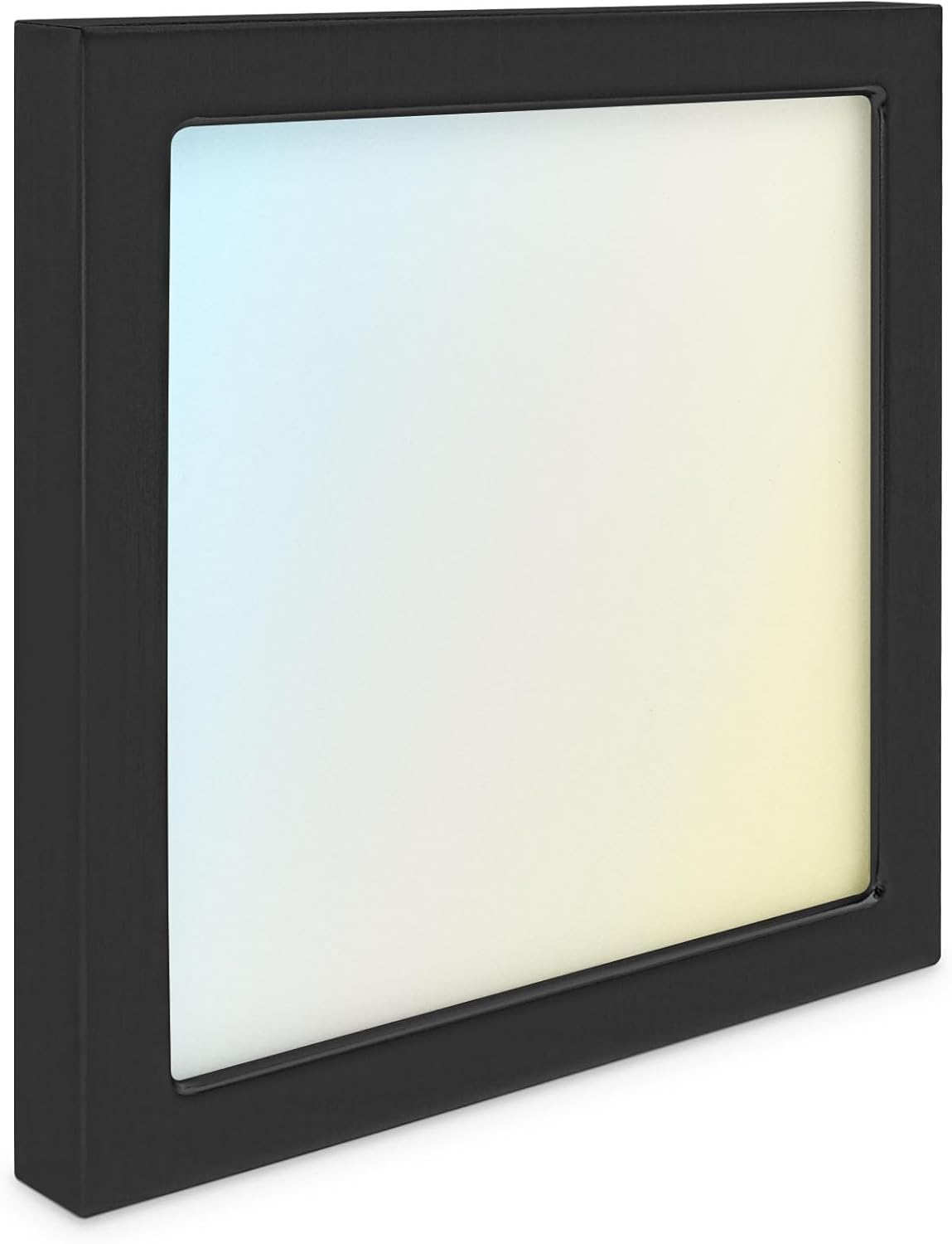 LUXRITE 6 Inch Square LED Flush Mount Ceiling Light, Dimmable, 15W 1000LM, 5CCT 2700K 3000K 3500K 4000K 5000K, Ultra Slim LED Ceiling Light, Wet Rated, Energy Star, ETL - Black