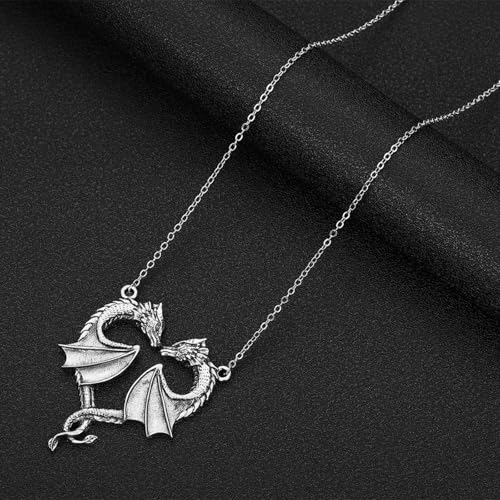 Collier homme double dragon cœur pour affirmer un look unique
