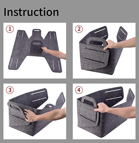 Storage Basket Felt Storage Bin Collapsible & Convenient Box Organizer With Carry Handles For Office Bedroom Closet Babies Nursery Toys Dvd Laundry Organizing #TOP6