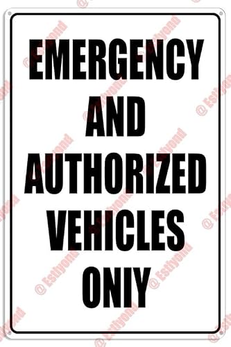 peiyeety No Parking Emergency and Authorized Vehicles Only Caution Warning Aluminum Metal Sign 12x16 Inches