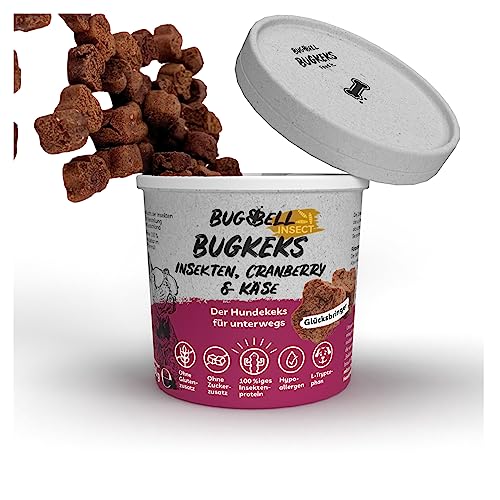 BugBell 8x150g Hundekeks, Trainingsleckerli für Hund, ohne Getreide & Zucker, hochwertige Zutaten sorgen für Lebensfreue und wirken gegen Depressionen & schlechte Laune, hypoallergenes Insektenprotein