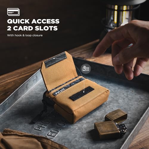 VULKIT Credit Card Wallet RFID Blocking with Plastic Lobster Clasp, Water-resistant Oxford Cloth Card Holder for Men Women, Clip Stash Pouch for Daily Outdoor Travel2