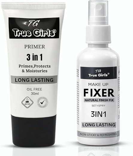 True Girls® 3 in 1 Primer and Makeup Fixer Combo, Long Lasting, Oil Free, Natural Finish Fix, Non-Sticky