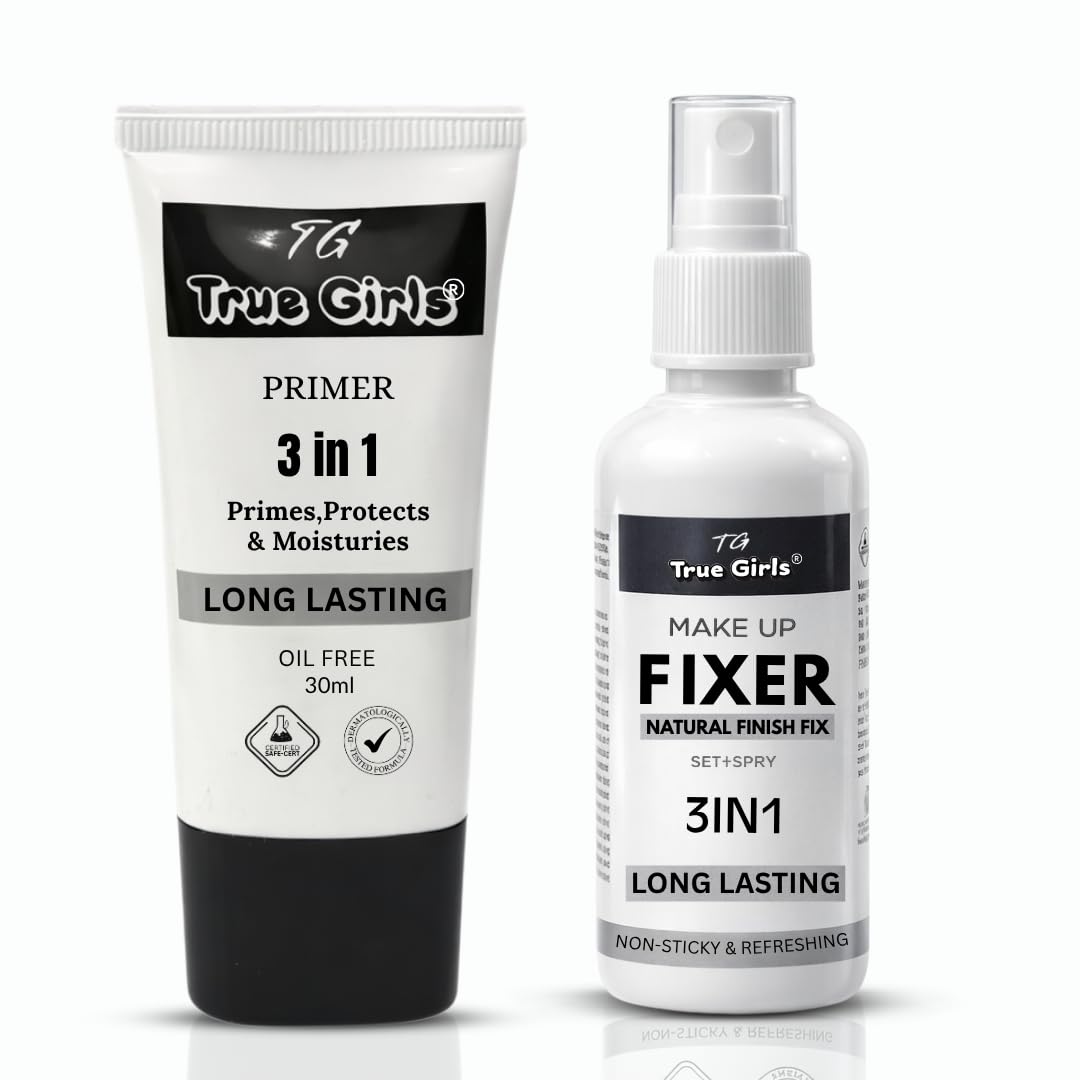 True Girls® 3 in 1 Primer and Makeup Fixer Combo, Long Lasting, Oil Free, Natural Finish Fix, Non-Sticky