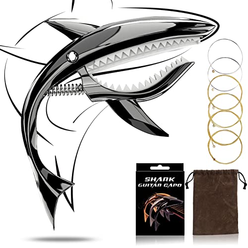 Cejilla guitarra acustica, Cejilla guitarra española+3 Púas de Guitarra+Cejilla de guitarra de cuerda de acero de aleación de para ukelele bajo de guitarra eléctrica acústica, Negro Cover