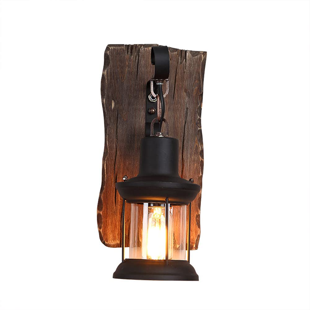 Gx B Wall Light Indoor Led 5W Vintage Wooden Racket Metal Wall Lamp 3000K Warm White Retro Industrial Wall Sconce, For Living Room Edroom Hallway Corridor Stairs Hall, Lack, Socket: E27