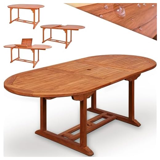 Casaria® Gartentisch Wetterfest FSC®-Zertifiziert Holz 200x100cm 160kg Belastbarkeit Schirmständer Balkon Garten Terrasse Tisch Klapptisch Balkontisch Eukalyptus