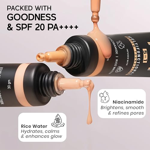 Image of INSIGHT Skin Tint 5-in-1 Serum Foundation (30g) | SPF 20 PA++++ | Lightweight, Hydrating & Brightening with Niacinamide & Rice Water | Primer, Moisturizer & Sunscreen in One | For All Skin Types - Shade: Filter Coffee