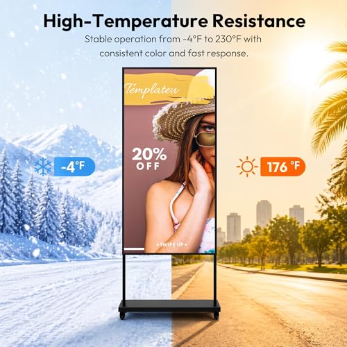 Image of 55 inch Digital Signage Display for Shop Window, 3000 Nits High Brightness, 1080P LCD Screen, Auto Brightness Light Sensor, Remote Control and APP Control, High Temperature Resistant, HDMI /USB /WiFi