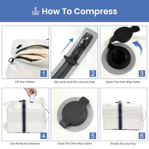 Image of BAGAIL TPU Vacuum Bag for Travel, Reusable Compression Bag with IPX8 Waterproof Zipper, Save Space for Suitcase, Backpack and Carry on (Cream, ExtraLarge, With Pump)