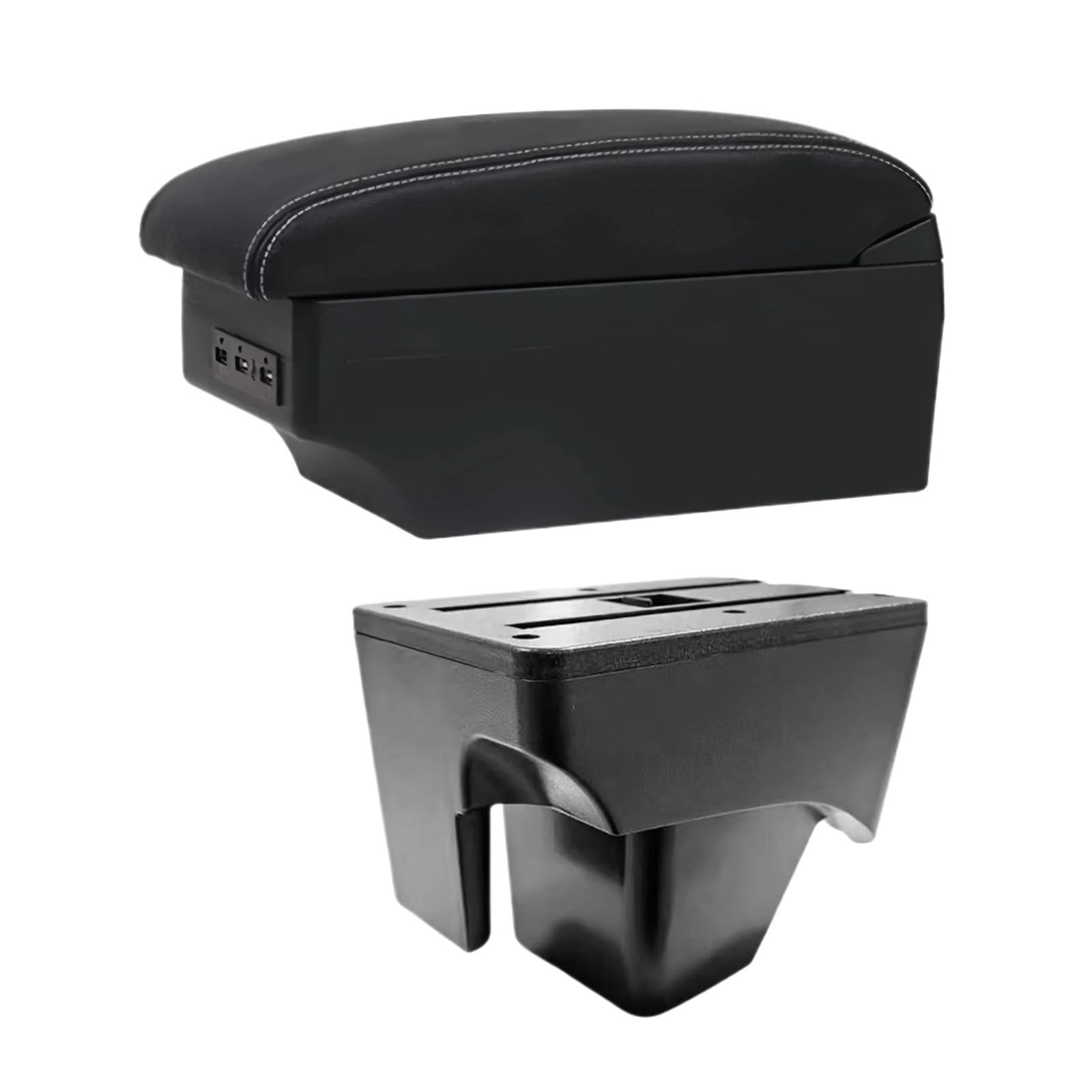 UMDJJU For VW For TERA 2025 Leather Arm Rest Center Car Armrest Interior Modification Box Console Storage USB Car Centre Console Armrest Box(E1 White Line)