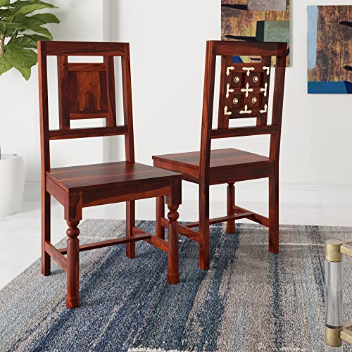 Amazon Brand – Solimo Brinyl Seating Chair (Solid Sheesham Wood, Honey Finish, 2 Pieces) For Rs. 8109 @ 56 %