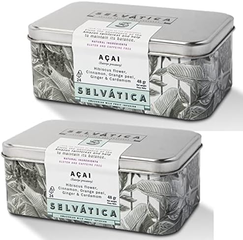SELVATICA - Amazonian Wild Fruit Infusions Blend, AÇAI Origins 24 Tea Bags, Pack of 2 Premium Metal Boxes (2.54 Oz each) 100% Natural - No Sugar