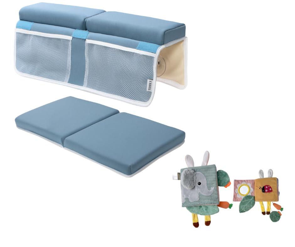 Bath Kneeler and Elbow Rest Pad Blue and Baby Soft Book Bundle