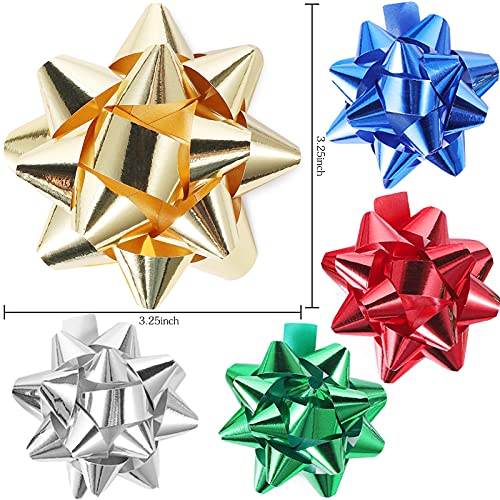 75Pcs Christmas Bows,Metallic Bows For Gift Wrapping,Assorted Christmas Gift Bow,Self Adhesive Christmas Bows,Star Bows Gift,Wreaths Wrap Bows,Presents Bow,There Are 5 Traditional Holiday Colors #TOP1