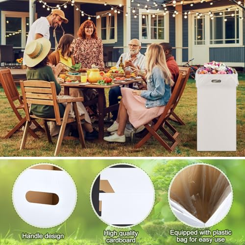 Image of 1 Pcs 20 Gallon Cardboard Trash Cans Disposable and Reusable Corrugated Cardboard Cans Recycling Bins Bulk with 2 Garbage Bags for Parties Events (20 Gallon)